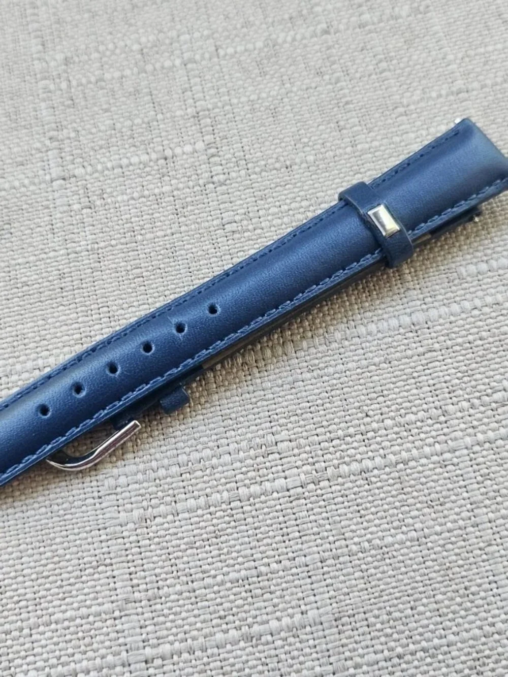 Replacement Strap Blue Leather Two Piece Strap for Watch 12mm New Unbranded